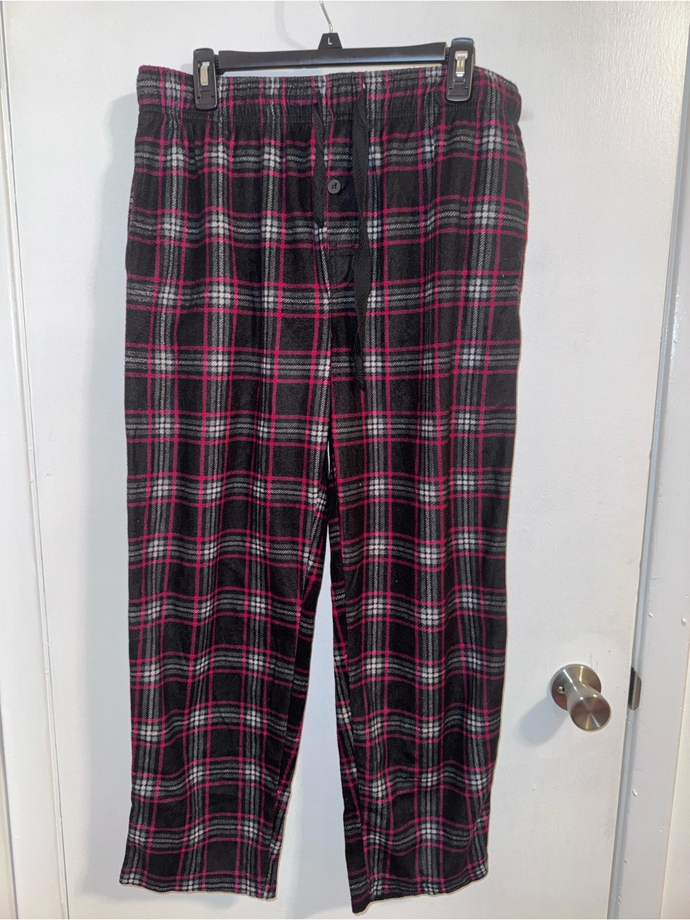 Fruit of the Loom Black/Red Plaid Sleep Pants with Pockets